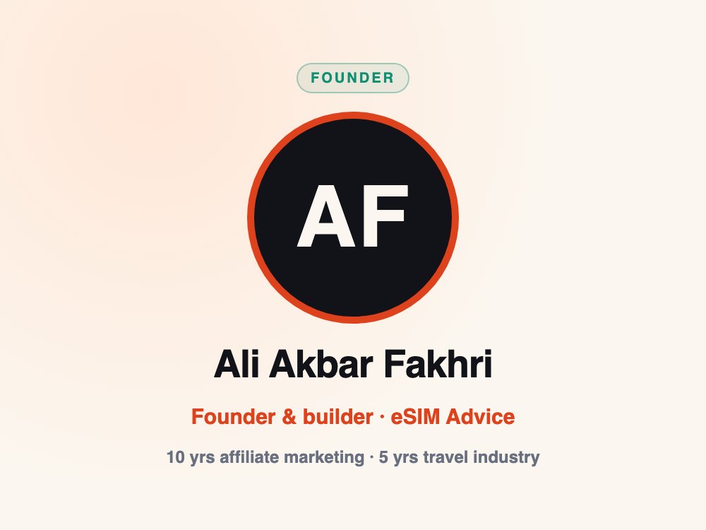 Ali Akbar Fakhri, founder and builder of eSIM Advice
